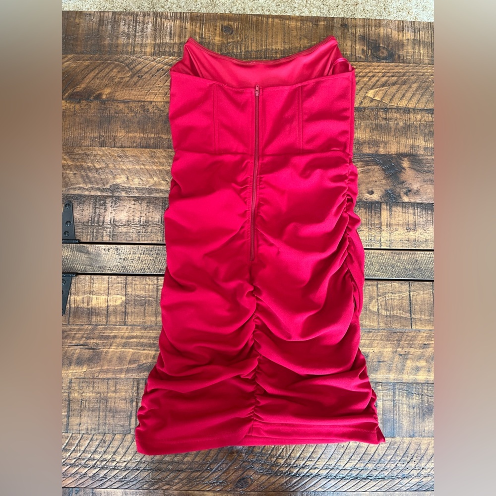 Windsor Red Mini Strapless Rouched Corset Dress - Picture 2 of 3